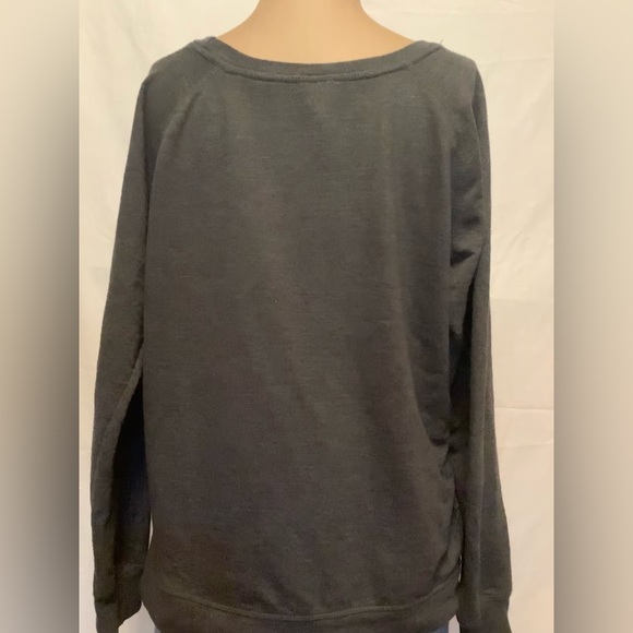 Women's Large Funny Gray And White  Sweatshirt With Graphic Text - Picture 7 of 7